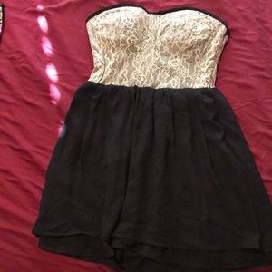 Black strapless romper
